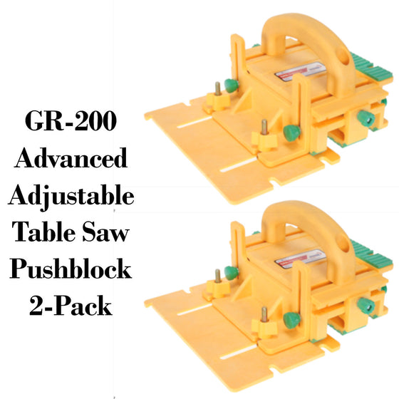 MICROJIG GRR-RIPPER GR-200 Advanced Adjustable Table Saw Pushblock, 2-Pack, Yellow