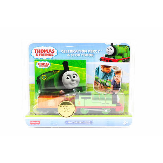 Thomas & Friends GNB47 Fisher-Price Celebration Percy Engine With Book, Multi-Colored