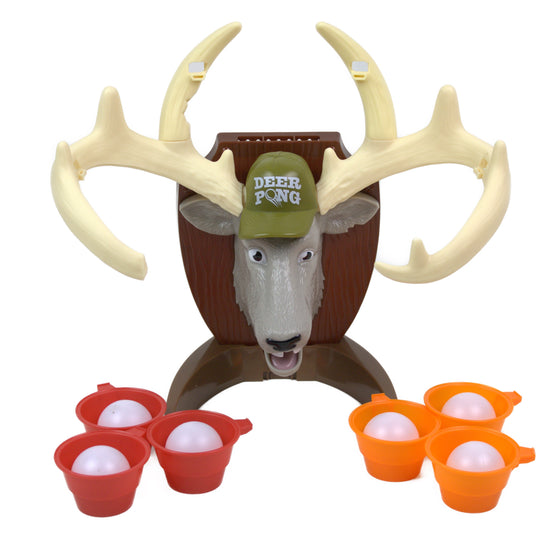 Hasbro F15835X00 Deer Pong Game, Features Talking Deer Head And Music, Includes 6 Party Cups And 8 Balls, Fun Family Game For Ages 8 And Up, Gray