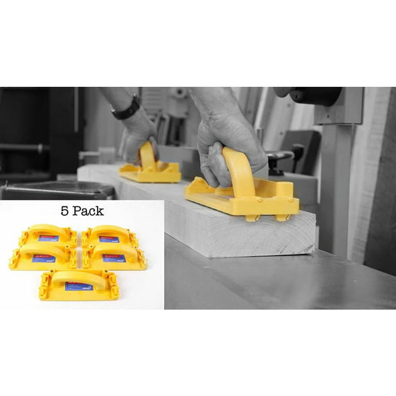 MICROJIG GRR-RIPPER GB-1 Grr-Rip Block Smart Hook Pushblock For Router Table, Jointer, And Band Saws, 5-Pack, Yellow