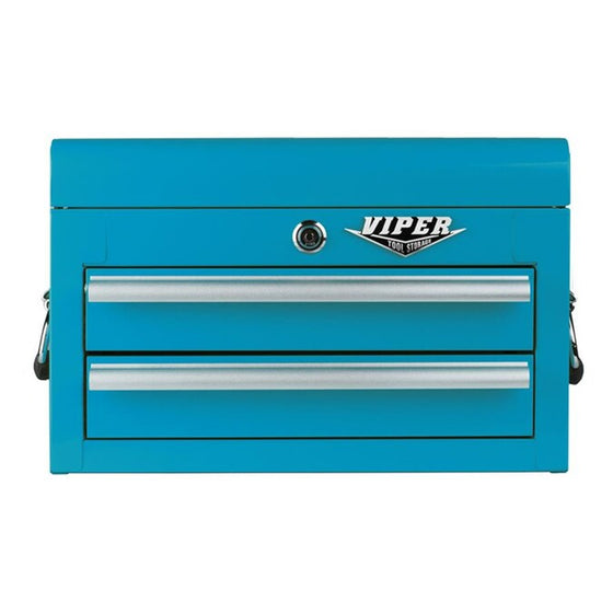 Viper Tool Storage V218MCTL 18-Inch 2-Drawer 18G Steel Mini Storage Chest W/ Lid Compartment,, Teal