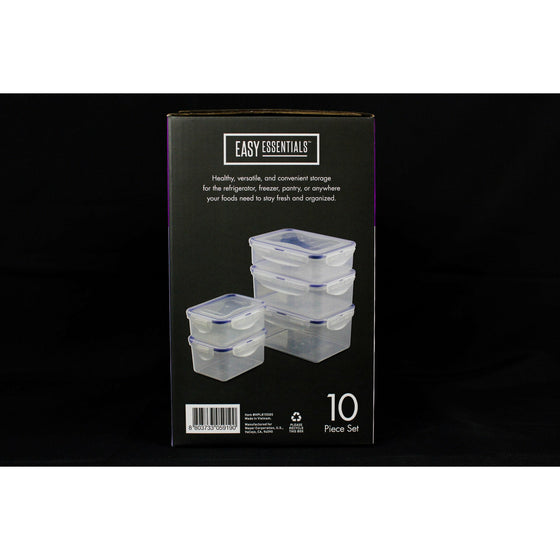Lock & Lock HPL815SG5 Easy Essentials Food Storage Lids/Airtight Containers, Bpa Free, 10 Piece,, Clear