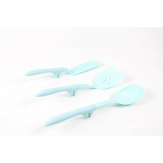 Rachael Ray 47915 Slotted And Solid Turners Set/ Cooking Utensils - 3 Piece,, Light Blue