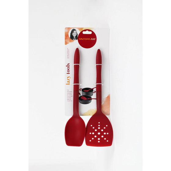 Rachael Ray 47651 Tools And Gadgets Flexi Turner And Scraping Spoon Set / Cooking Utensils - 2 Piece,, Red