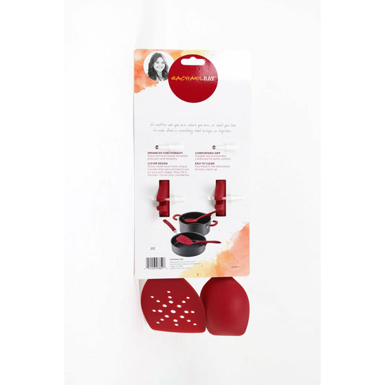 Rachael Ray 47651 Tools And Gadgets Flexi Turner And Scraping Spoon Set / Cooking Utensils - 2 Piece,, Red