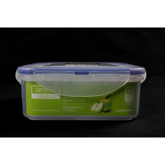 Lock & Lock HPL823C Easy Essentials On The Go Meal Prep Lunch Box, Airtight Containers With Lid, Bpa Free, Square  4 Section -29 Oz,, Clear