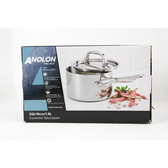 Anolon 31506 2 Quart Covered Saucepan, Silver