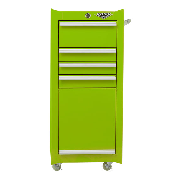 Viper Tool Storage LB1804R 16-Inch 4-Drawer 18G Steel Rolling Tool/Salon Cart, Lime Green
