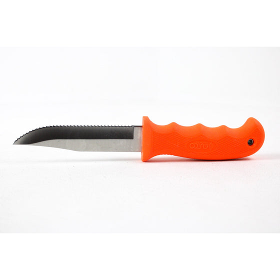 Cutco 5719H Orange Straight Edge Outdoorsman Knife 4 3/8" High Carbon Stainless Blade; Durable Handle, Leather Sheath And Lanyard