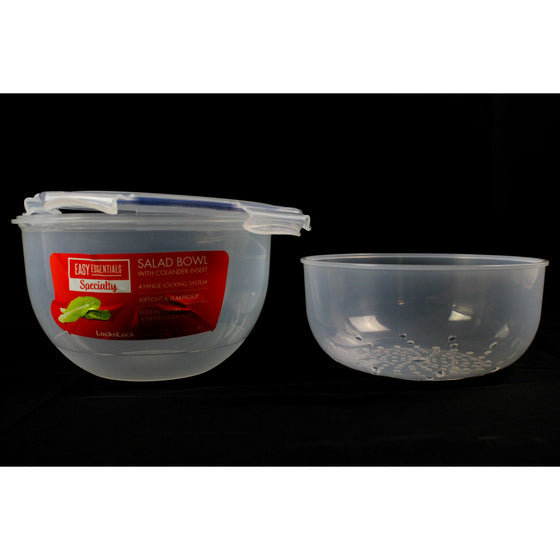 Lock & Lock HSM957 Salad Bowl Food Storage Container With Draining Tray 135.26-Oz / 16.91-Cup, Clear