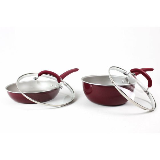 Rachael Ray 12145 Create Delicious Nonstick Cookware Pots And Pans Set, 13 Piece,, Burgundy Shimmer