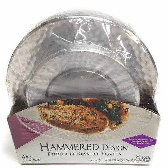 Reynolds Consumer Products Llc H&PC-72998 44 Piece Hammered Design Clear Plastic Dinner And Dessert Plates 22 Each
