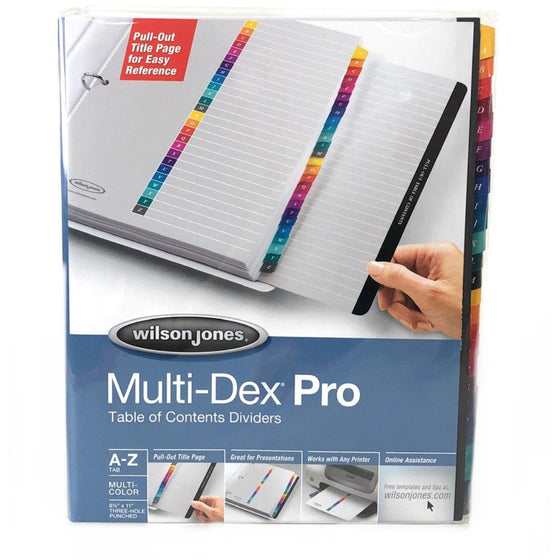 Wilson Jones W54733N Multi-Dex Pro Table Of Contents Dividers, Multi-Colored