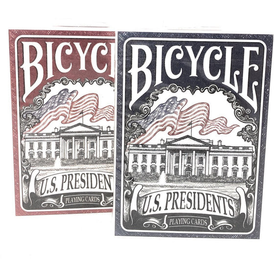 Bicycle 1033317 Educational U.S. Presidents Playing Card Deck Standard Poker, 2-Pack, 1 Red, 1 Blue