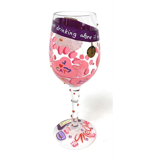 Enesco 6000023 Lolita Love My Wine J'aime Mon Vin "Love My Cat" 15 Oz Wine Glass, Multi-Colored