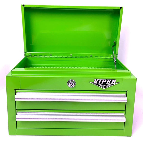 Viper Tool Storage LB218MC Viper Tool Storage 18" 2-Drawer Green Mini Chest, Lime Green