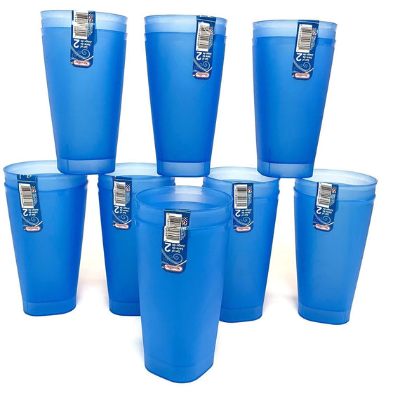 Sterilite 0932 32-Ounce Tumblers, 2-Piece, 8-Pack, Turquoise Blue Tint