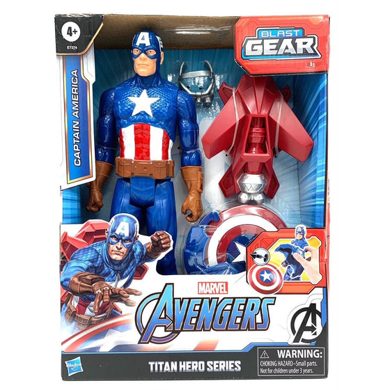 Avengers E73745L00 Marvel Blast Gear Titan Hero Series Captain America, Multi-Colored