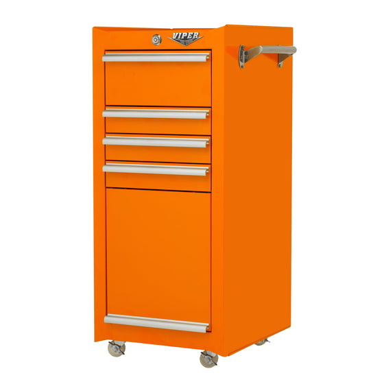 Viper Tool Storage V1804ORR Viper Tool Storage 5-Drawer Steel Rolling Tool/Salon Cart, With Bulk Storage,, Orange