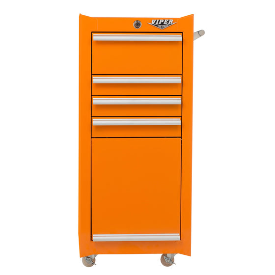 Viper Tool Storage V1804ORR Viper Tool Storage 5-Drawer Steel Rolling Tool/Salon Cart, With Bulk Storage,, Orange