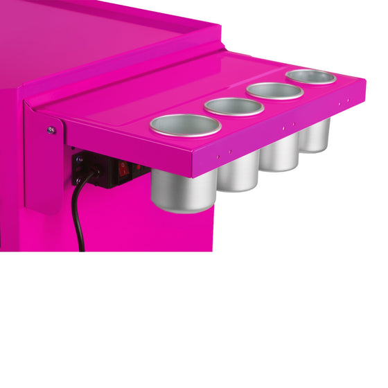The Original Pink Box PB2PS 18G Steel Folding Side Shelf With Power Strip With Usb Pink