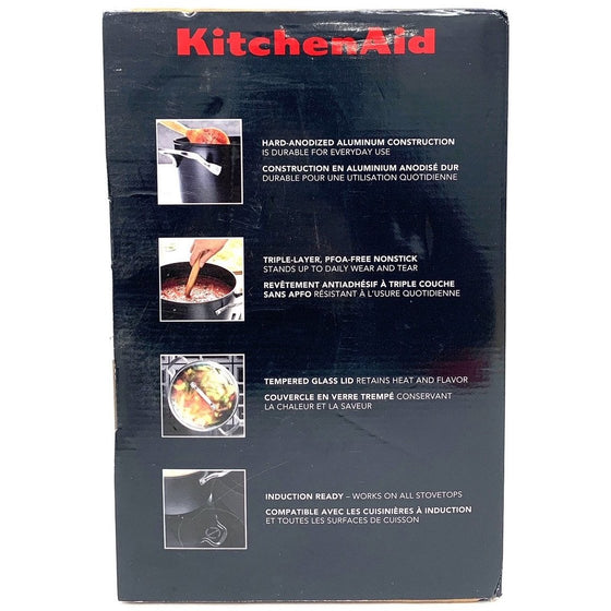 Kitchenaid 80128 Hard Anodized Induction 8 Qt Covered Stockpot, Matte Black