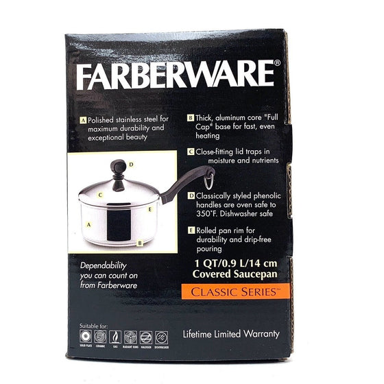 Farberware 50000 - 1 Qt Covered Saucepan, Silver